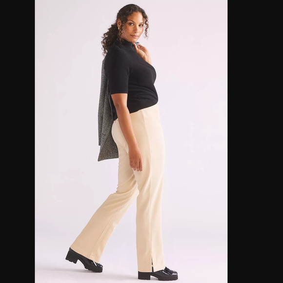 Anthropologie Seamed Slim Slit-Hem Pants - New - 1X - Picture 1 of 13
